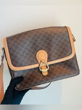 Vintage Celine Macadam Triomphe Crossbody Shoulder Bag